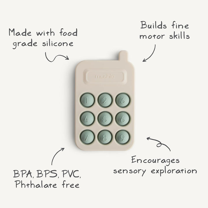 Mushie Telefon Pressspielzeug für Kinder & Erwachsene | Sensorisches Spielzeug | Konzentration & Auf