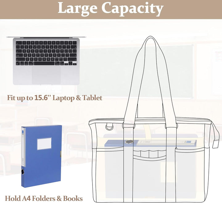 Damero Lehrertasche, Lehrer Arbeitstasche mit gepolstertem Laptopfach, Lehrer Utility Tasche mit meh