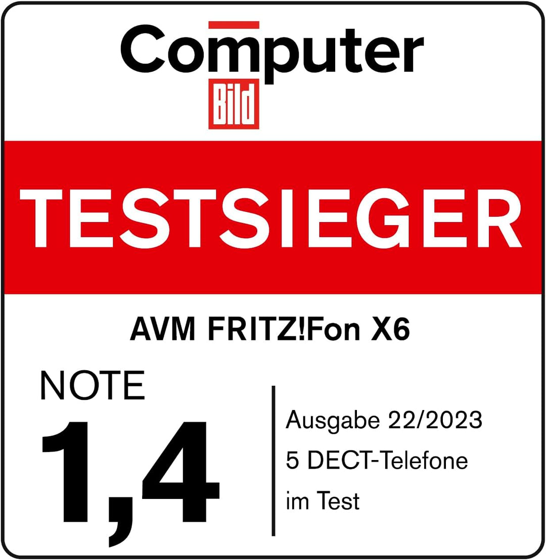 AVM FRITZ!Fon X6 Black DECT-Komforttelefon (hochwertiges Farbdisplay, HD-Telefonie, Full-Duplex-Frei