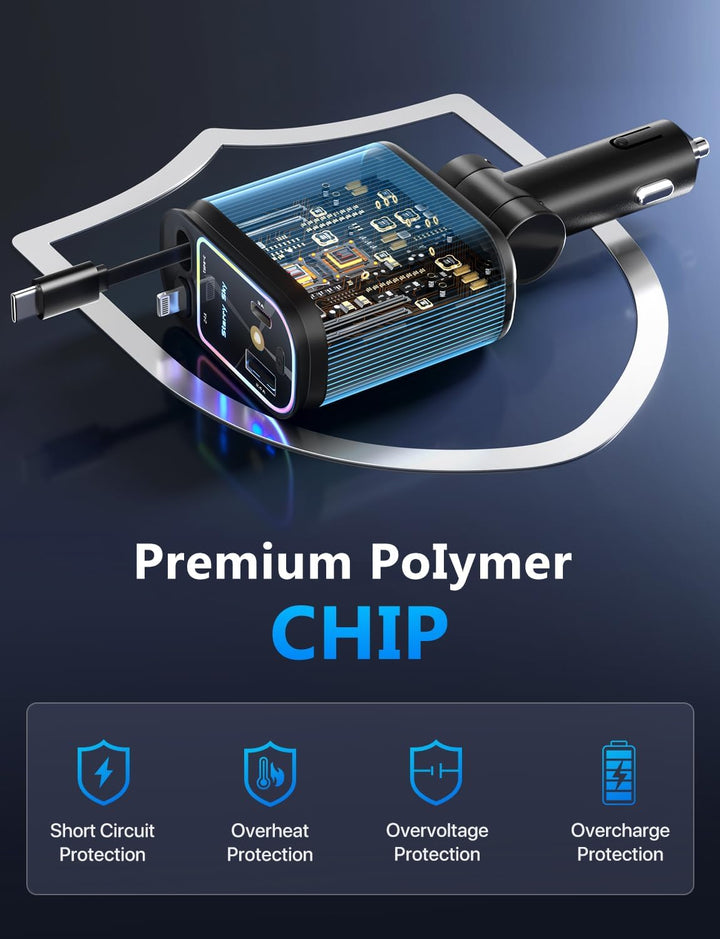 4 in 1 Zigarettenanzünder USB C 69W Auto Ladegerät Adapter, Einziehbares Sternenhimmel Auto Zubehör,