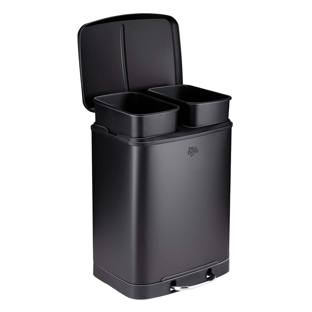 Dirt Devil Tretmülleimer 2 x 12L – Mülleimer 2 Fächer – Mülltrennsystem - Abfalleimer mit Soft Close