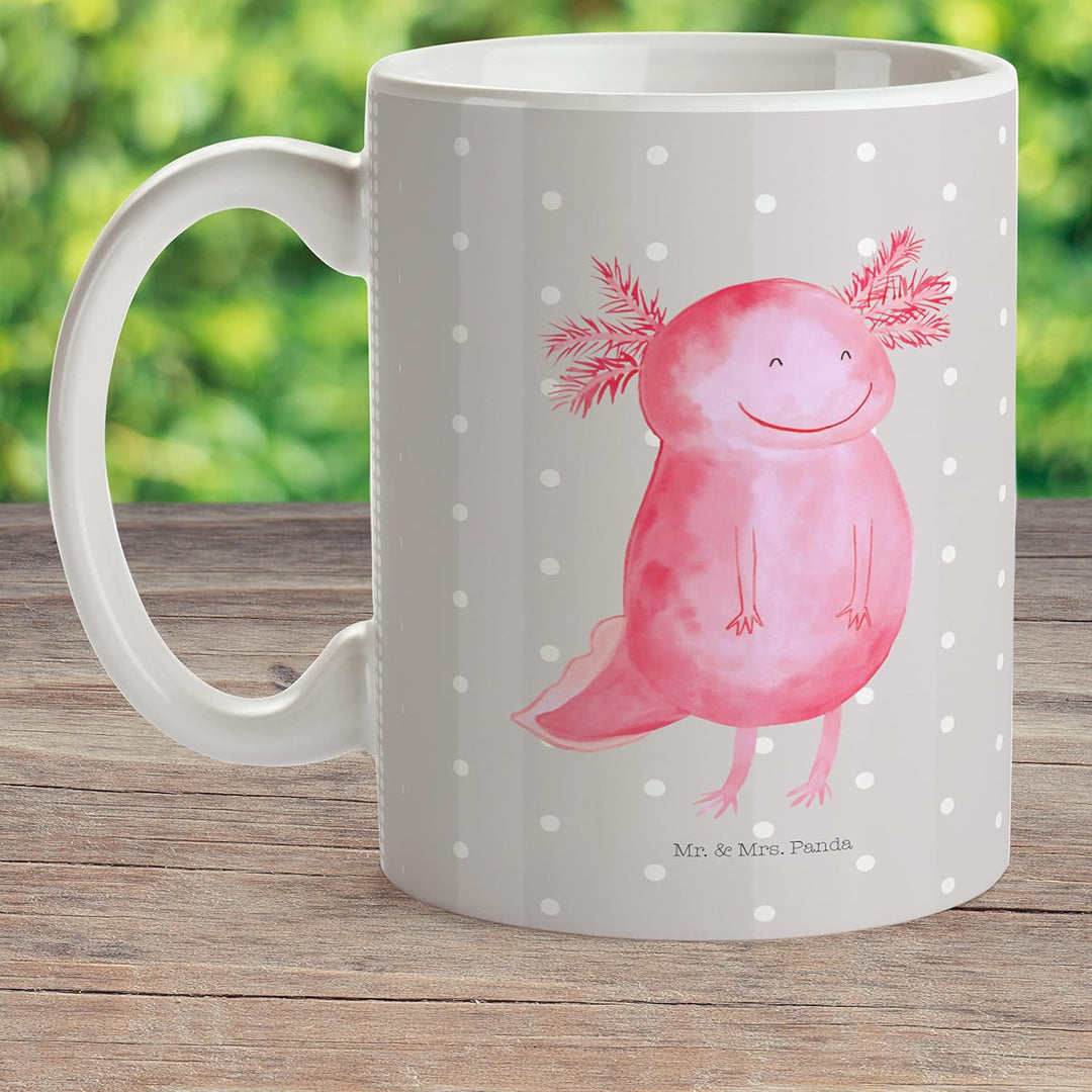 Mr. & Mrs. Panda Kindertasse Axolotl Glücklich - Geschenk, Lurche, gut Gelaunt, Trinklernbecher, Sch