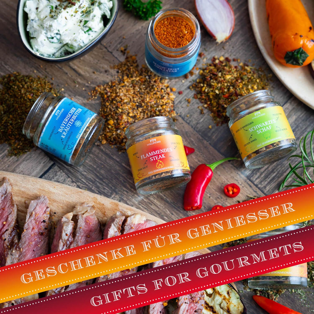 Hallingers Grilllust - Gewürz Geschenkset Grillen handmade, 5 Gewürze aus aller Welt (Set) - Geschen