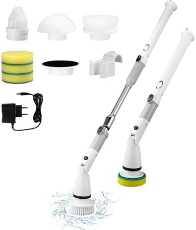 FAOKZE Elektrische Reinigungsbürste,Electric Spin Scrubber Schnurlos mit 6 Austauschbaren Bohrbürste