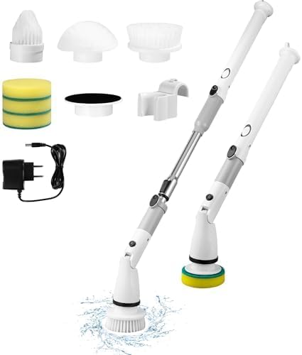 FAOKZE Elektrische Reinigungsbürste,Electric Spin Scrubber Schnurlos mit 6 Austauschbaren Bohrbürste