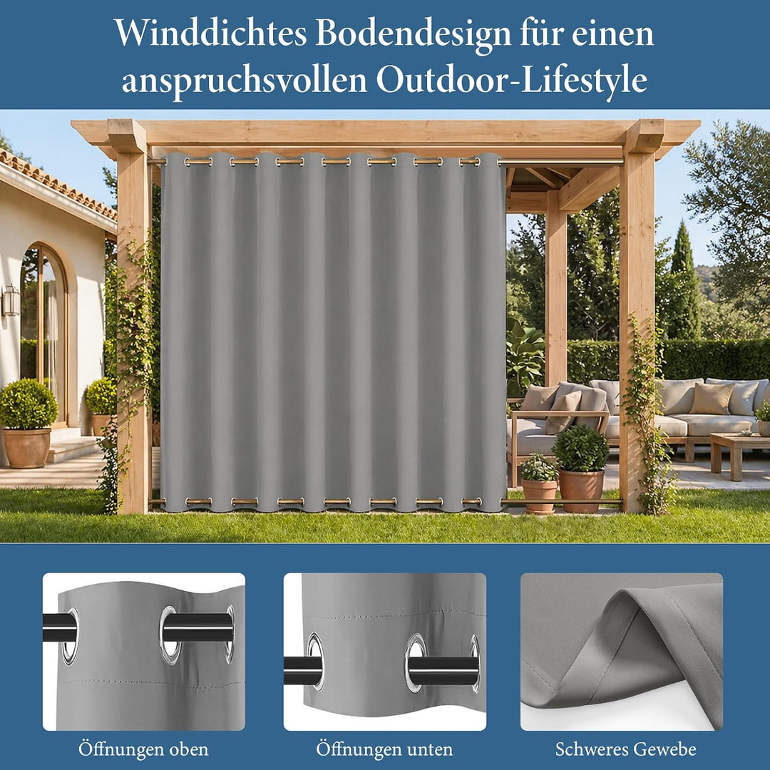 Rosnek Outdoor Vorhang Wetterfest Winddicht, Extra Breit Blickdicht Vorhänge mit Ösen Oben &amp; Unten,