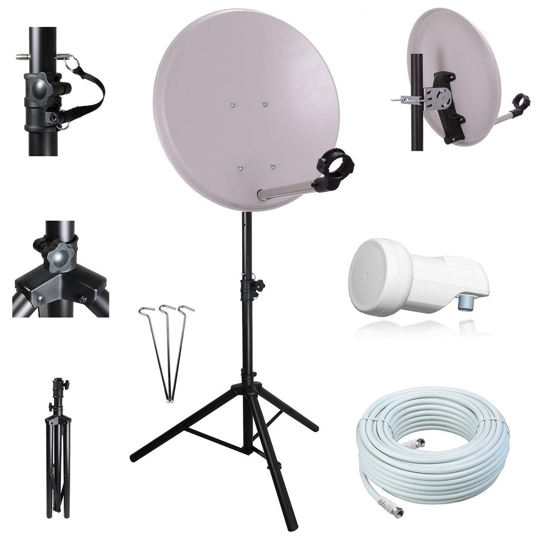 netshop 25 Digital Camping SAT Anlage 40 cm Spiegel mit + Opticum HD Single LNB + 10m Kabel + Campin