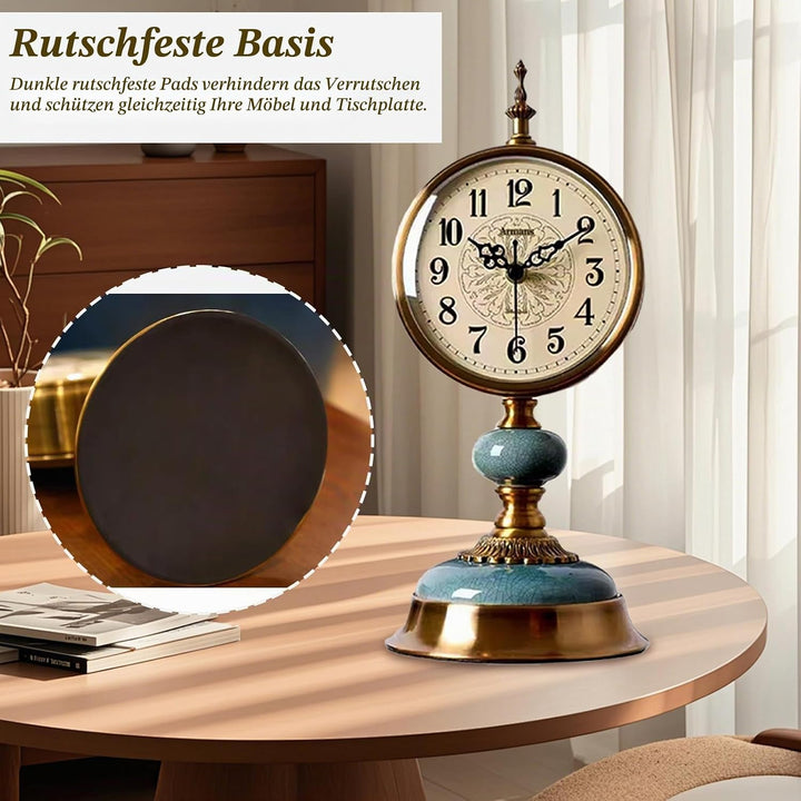 Vintage Tischuhr, Vintage Messing Standuhr, Antike Metall Schreibtischuhr batteriebetrieben, Antike