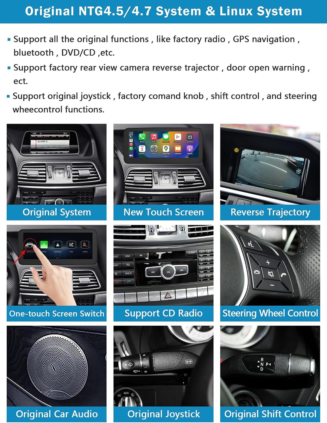 Autoradio 10,25 Zoll Touchscreen mit kabellosem Carplay und Android Auto für 2012-2015 Mercedes Benz