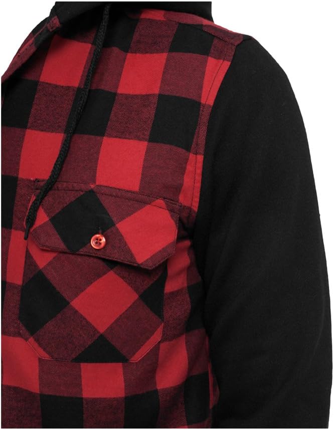Urban Classics Hooded Checked Flanell Männer Flanellhemd schwarz/rot Basics, Streetwear S Blk/Red/Bl