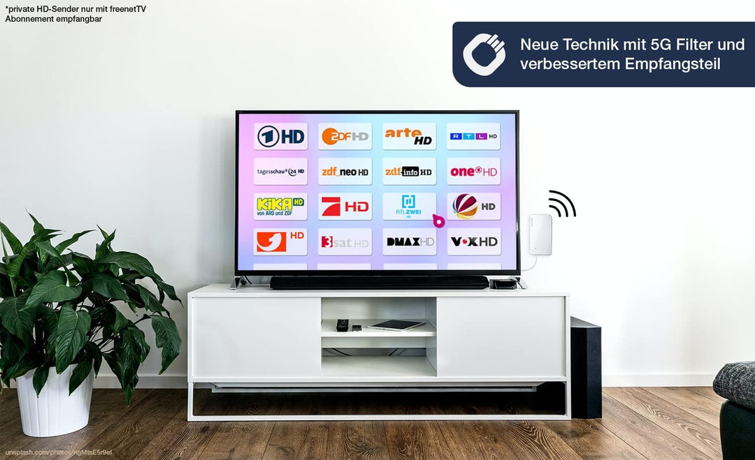 Oehlbach Scope Vision 5G DVB-T2 HD Antenne - Digitale Zimmerantenne - Aktiv DVB-T-Verstärker - Nachf