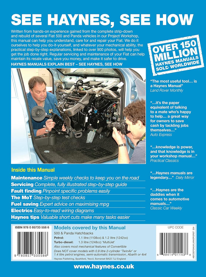 Fiat 500 & Panda (04 - 12) Haynes Repair Manual, Taschenbuch