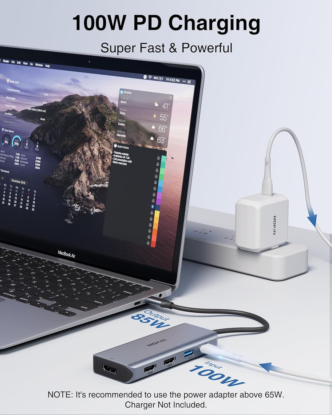 MOKiN Laptop Dockingstation, USB C Dual HDMI Adapter, 9 in 1 USB C Dual Monitor Dockingstation mit 2