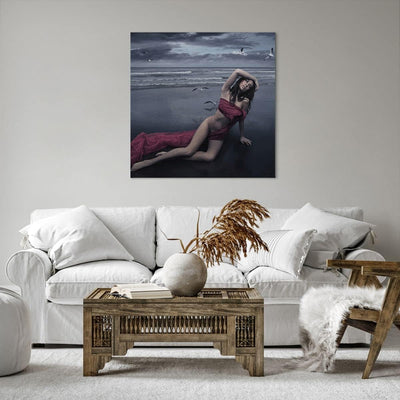 ARTTOR Bilder auf Leinwand 70x70cm Leinwandbild Modell Möwe Vogel Natur Gross Wanddeko Bild Schlafzi