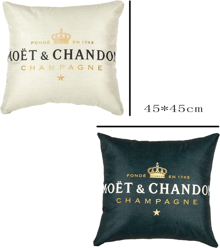 AIFEEC Kissenbezug für Champagner und Schwarz, 45 x 45 cm, 4 Stück, Baumwolle, Leinen, einfarbig, So
