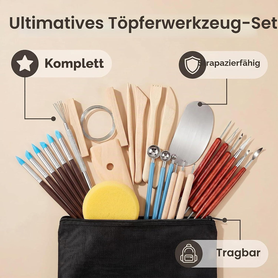 30er Stücke Töpferwerkzeug, Modellier-Werkzeug für Ton, Sculpting Werkzeug,Geeignet für Anfänger,Sku
