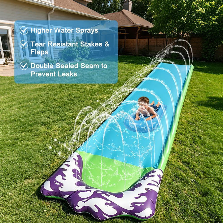 15.8 ft/480 Wasserrutsche Garten für Kinder, Wasserrutschmatte mit 2 Bodyboards, Rasenwasserrutschen