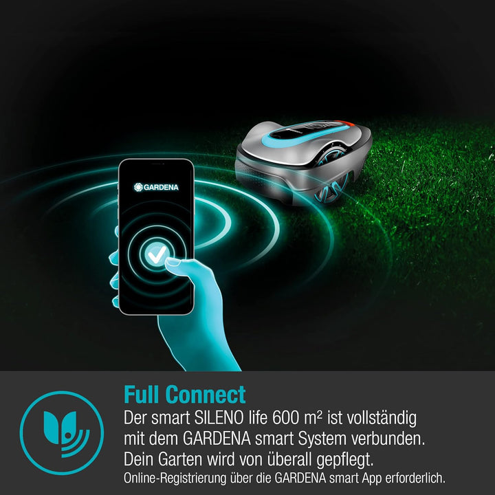 Gardena Mähroboter smart SILENO city 600 m² Set: Innovative LONA AI-Technologie, Steuerung per App,