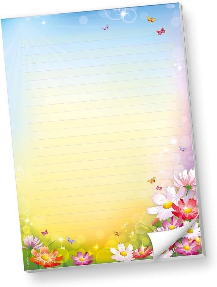 Schreibblöcke DIN A4 Liniert Florentina 10 BLÖCKE Briefpapier-Block Bunte Blumen, 10 Blöcke