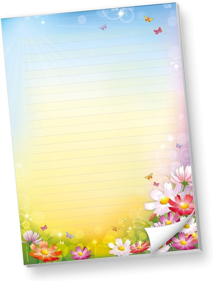 Schreibblöcke DIN A4 Liniert Florentina 10 BLÖCKE Briefpapier-Block Bunte Blumen, 10 Blöcke