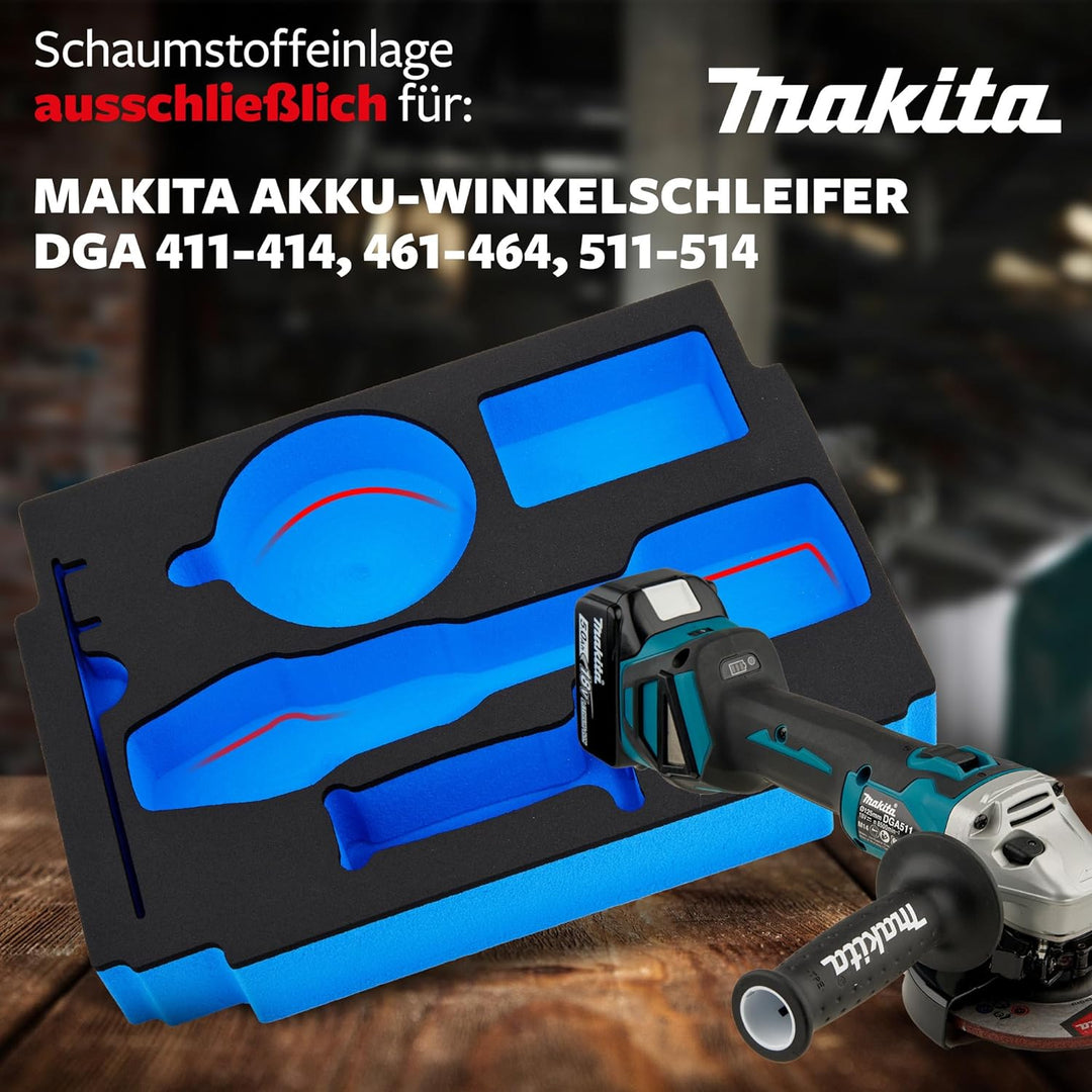 APTEX Schaumeinlage passend für Makita Akku-Winkelschleifer DGA 411-414, 461-464, 511-514 MakPac Gr.