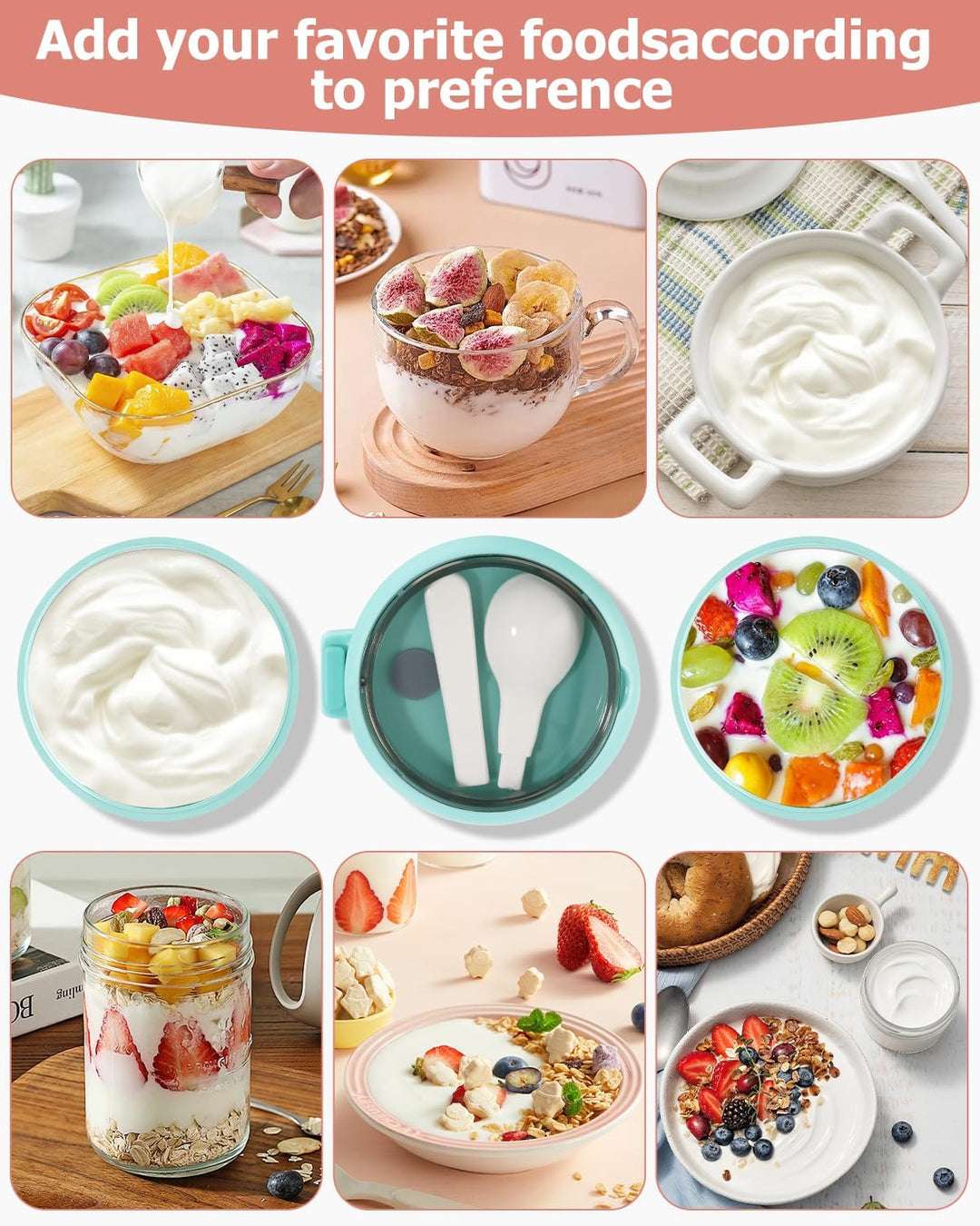 Müslibecher to Go 710ml mit Löffel,Frühstücksdose,Auslaufsichere Joghurtbecher to Go Kinder,Spülmasc