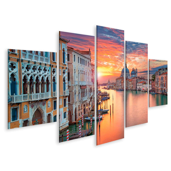 Bild auf Leinwand Venedig im Sonnenlicht Canale Grand Gondoliere Wandbild Poster Kunstdruck Bilder F