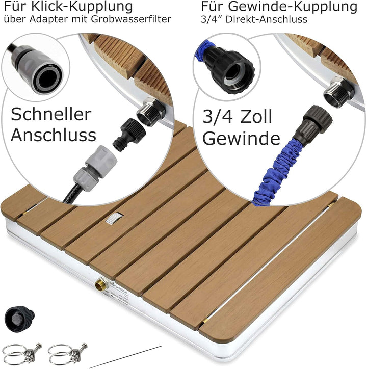 @tec Gartendusche Aussendusche aus WPC, im Holz Look, Mobile Bodendusche Campingdusche, Sauna- & Poo