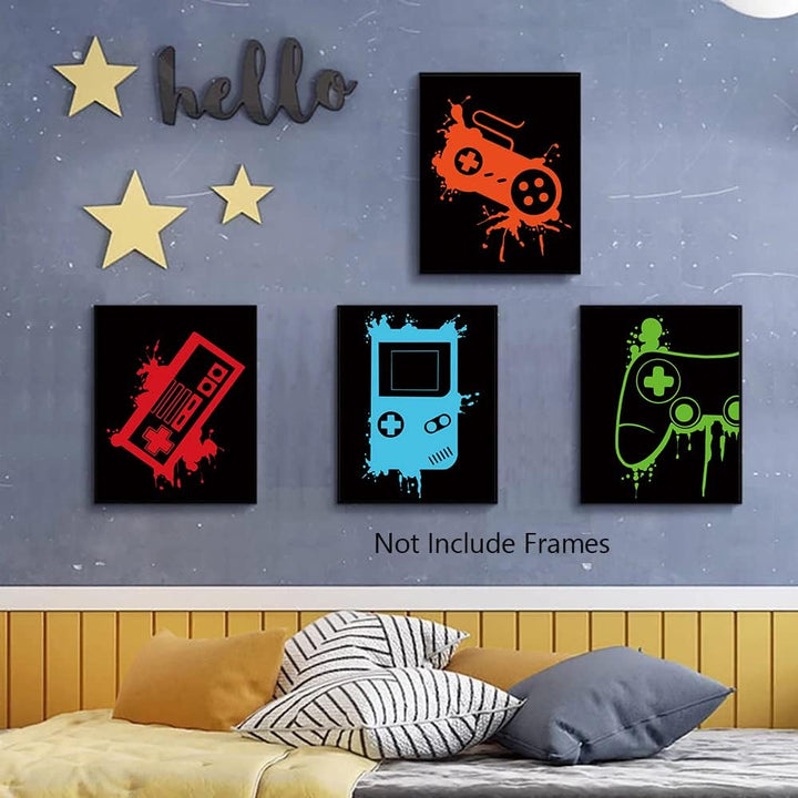 ANHUIB Videospiel-Kunstdruck, Aquarell-Gaming-Themen-Poster, 4er-Set (20,3 x 25,4 cm, ungerahmt), pe