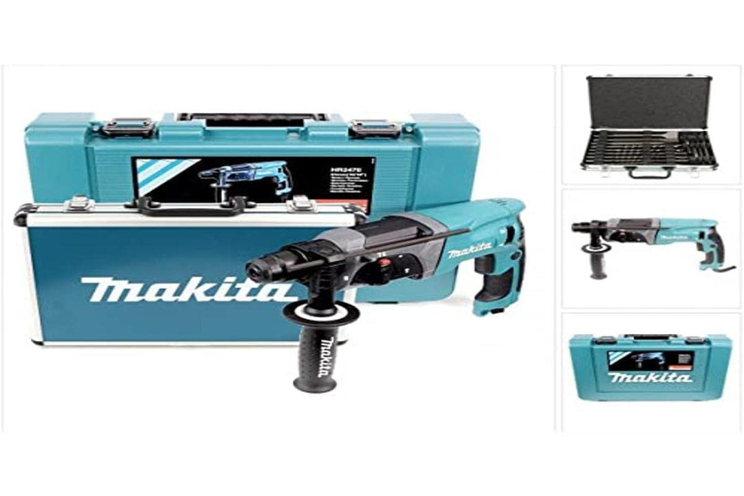 Makita HR2470 Bohrmaschine + Bohrer & Meisselset, 780 W, 220 V Blau