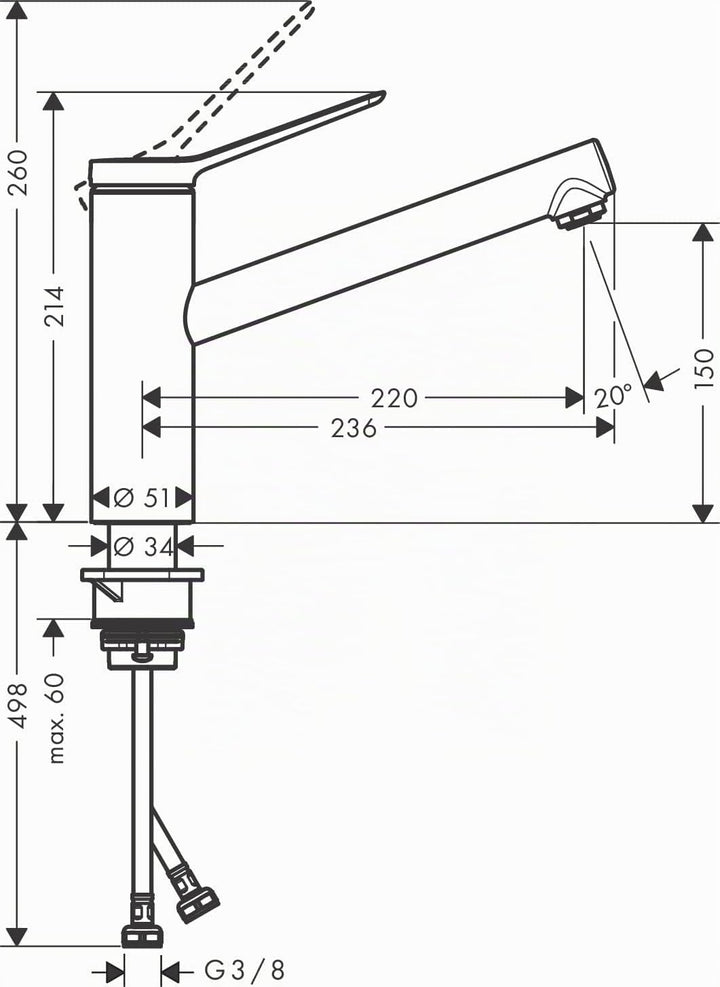 hansgrohe Küchenarmatur Zesis M33, Wasserhahn Küche mit Auslauf Höhe 150 mm, wassersparend, schwenkb
