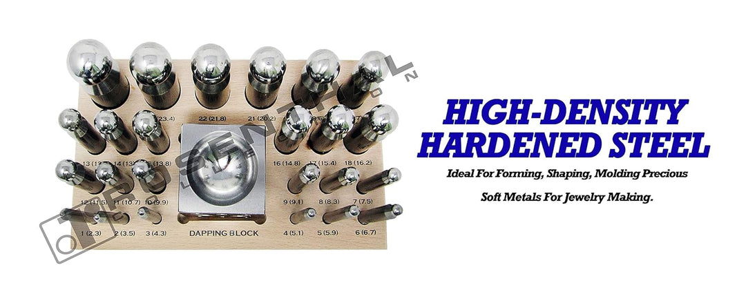 Complete 26-Piece Metal Forming Dapping Doming Punch and Block Set 2.3mm to 25.0mm by Bench Wizard 2