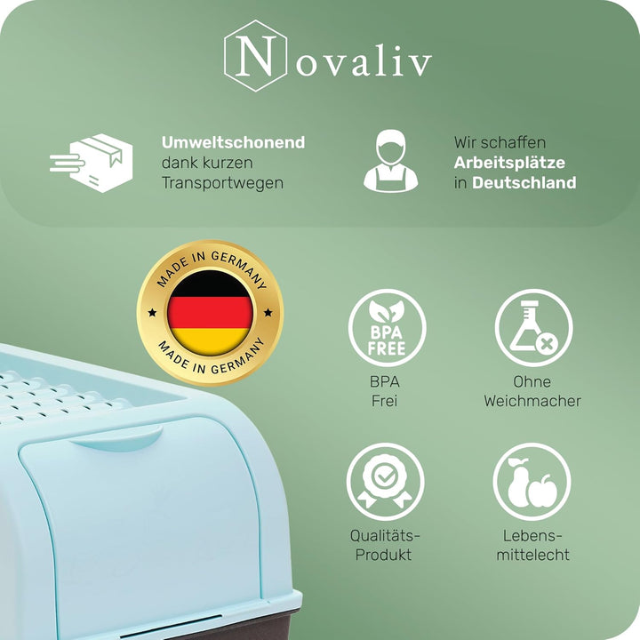 Novaliv Kartoffel Aufbewahrungsboxen Set | 3,5L + 5L + 9L | TÜRKIS | Kartoffelboxen | Gemüseboxen st