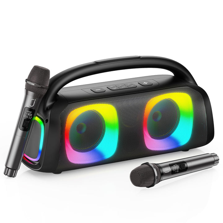 JYX Tragbarer Karaoke Maschine,Karaoke mit 60W Bluetooth Lautsprecher,2 Kabellosen Karaoke-MikrofonW