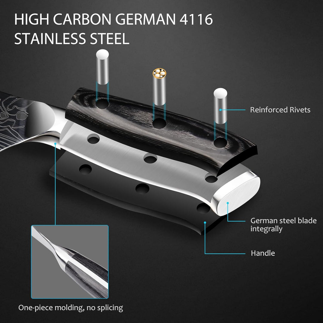MOSFiATA Kochmesser 6 Zoll - Extrem scharfes Fleischmesser aus hochwertigem EN1.4116 Stahl, ideal fü