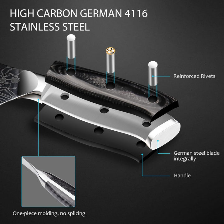 MOSFiATA Kochmesser 6 Zoll - Extrem scharfes Fleischmesser aus hochwertigem EN1.4116 Stahl, ideal fü