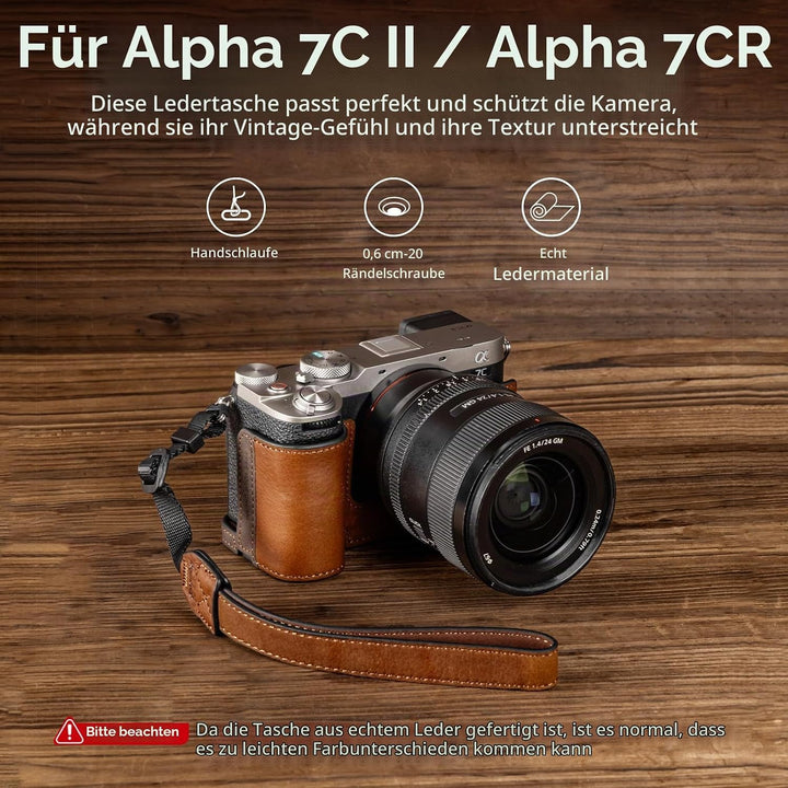 SMALLRIG A7C II / A7CR Kamera-Ledertaschen-Set für Sony Alpha 7C II/Alpha 7CR, Halbtasche aus Leder