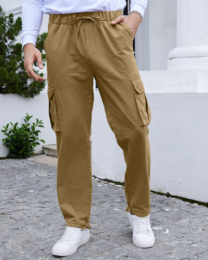 YAOHUOLE Herren Hose Lang Rangerhose Herren Hose Lang Regular Fit mit Taschen Elastischer Bund S 01