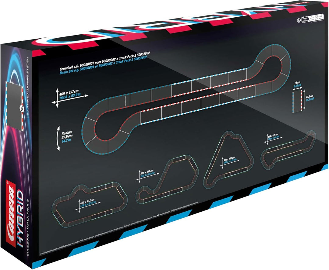 Carrera Hybrid Track Pack 2 – Erweiterungsset für Rennbahnen mit robustem Zubehör und zusätzlichen S