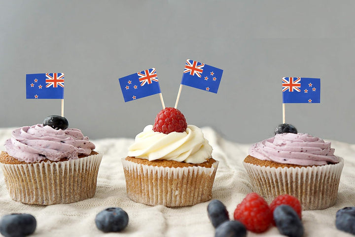 JBCD Neuseeländische Zahnstocherflagge, Neuseeländische Mini-Cupcake-Topper, 100 Stück