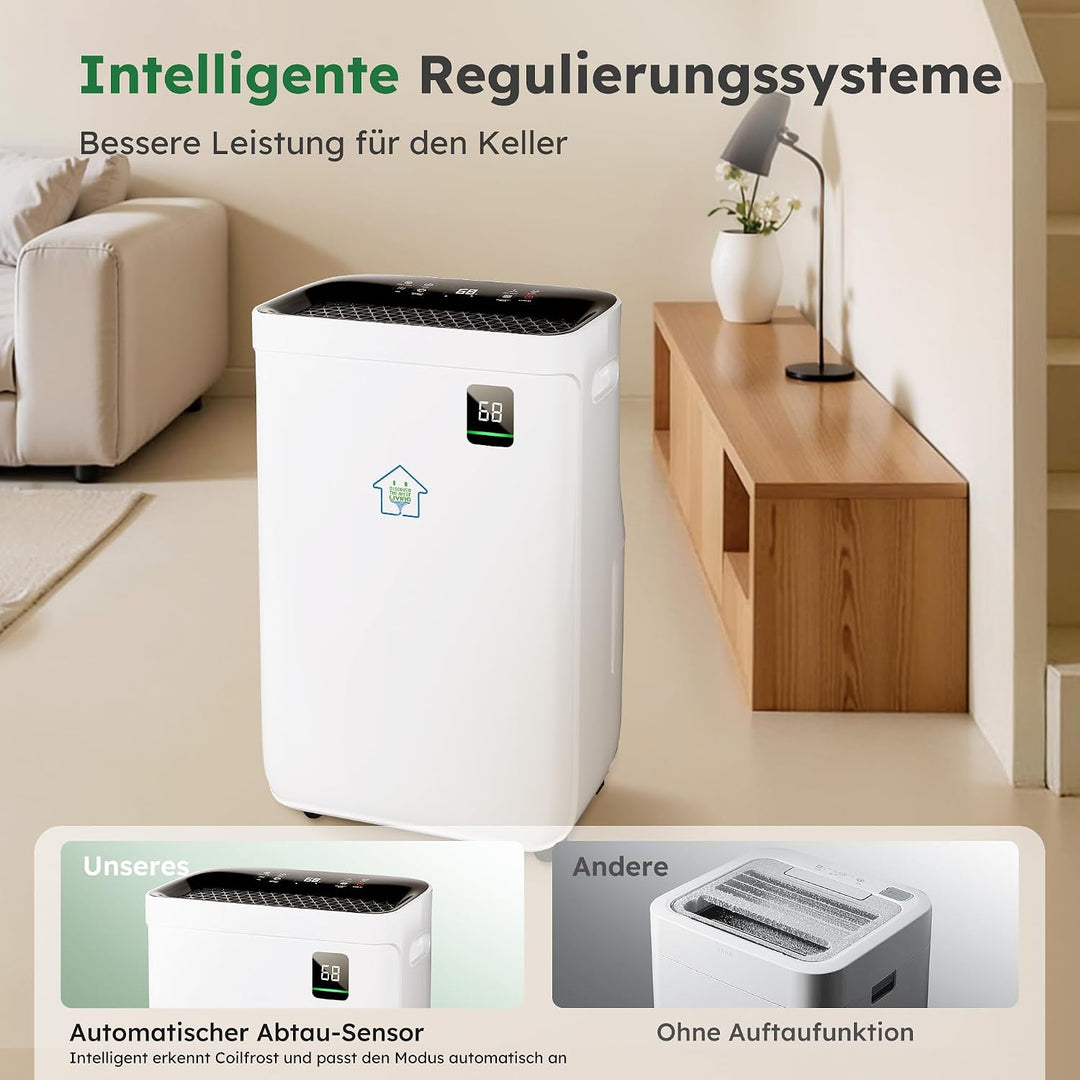 Luftentfeuchter 20 Liter/Tag für Räume von ca. 50 ㎡(120 m³) | Leiser Raumentfeuchter mit Touchpanel,