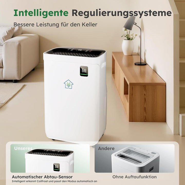 Luftentfeuchter 20 Liter/Tag für Räume von ca. 50 ㎡(120 m³) | Leiser Raumentfeuchter mit Touchpanel,