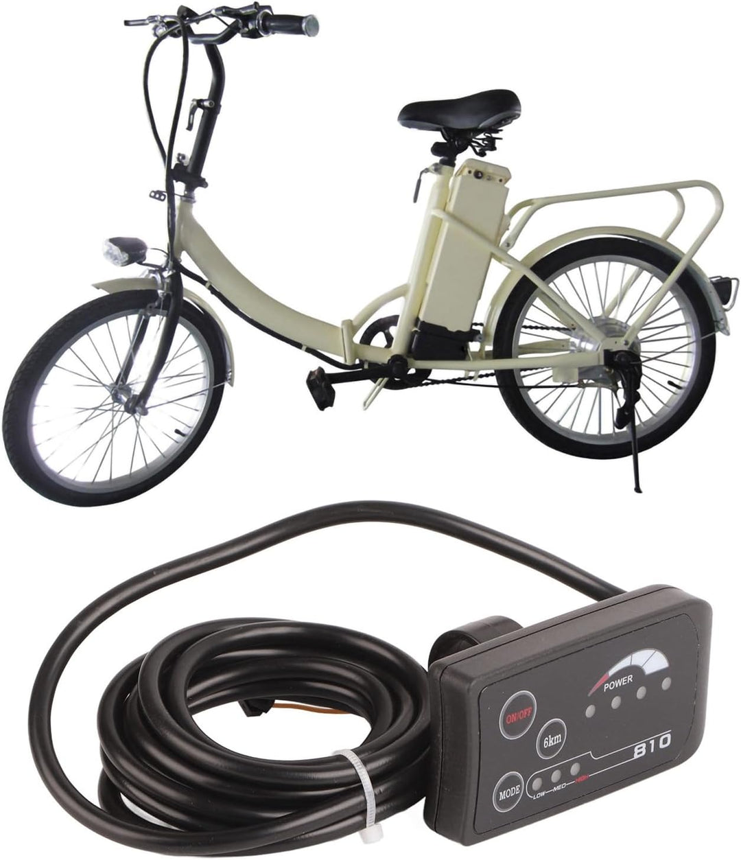 Qiilu LCD-Anzeigefeld, LED-Anzeige für Elektrofahrrad 810 mit 4-Draht-Kabelbedienfeld
