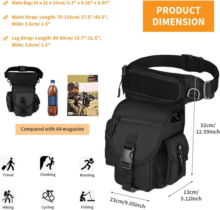 Huntvp Militär Beintasche Motorrad Taktische Oberschenkeltasche MOLLE Hüfttasche Herren Tactical Leg