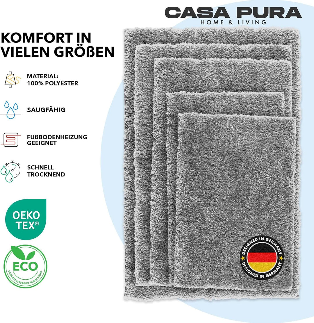 casa pura Badematte weicher, Flauschiger Badezimmerteppich in Shaggy Optik, Badvorleger rutschfest w