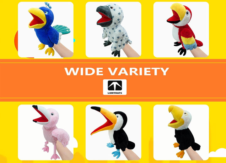 Vogel-Handpuppen für Kinder, Kleinkinder, einschliesslich Papageien, Pfauen usw. mit beweglichen off