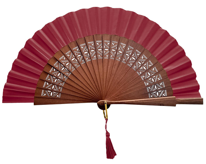Handgefertigter Spanischer Fächer - 100% Baumwolle und Sipo-Holz - HandFächer aus Holz und Stoff - F