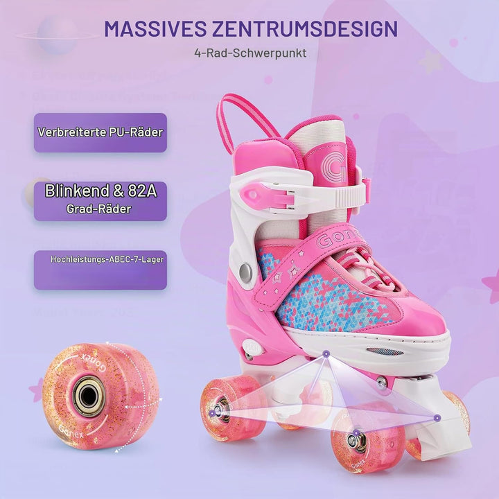 Gonex Verstellbar Rollschuhe, Leuchtenden Rädern Roller Skates für Mädchen Jungen Kinder Erwachsene