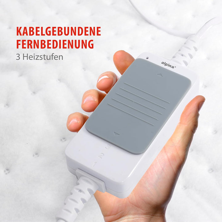 alpina Heizdecke - Wärmedecke 80 x 150CM - Wärmeunterbett 60W - Beheizbare Decke mit 3 Wärme-Einstel