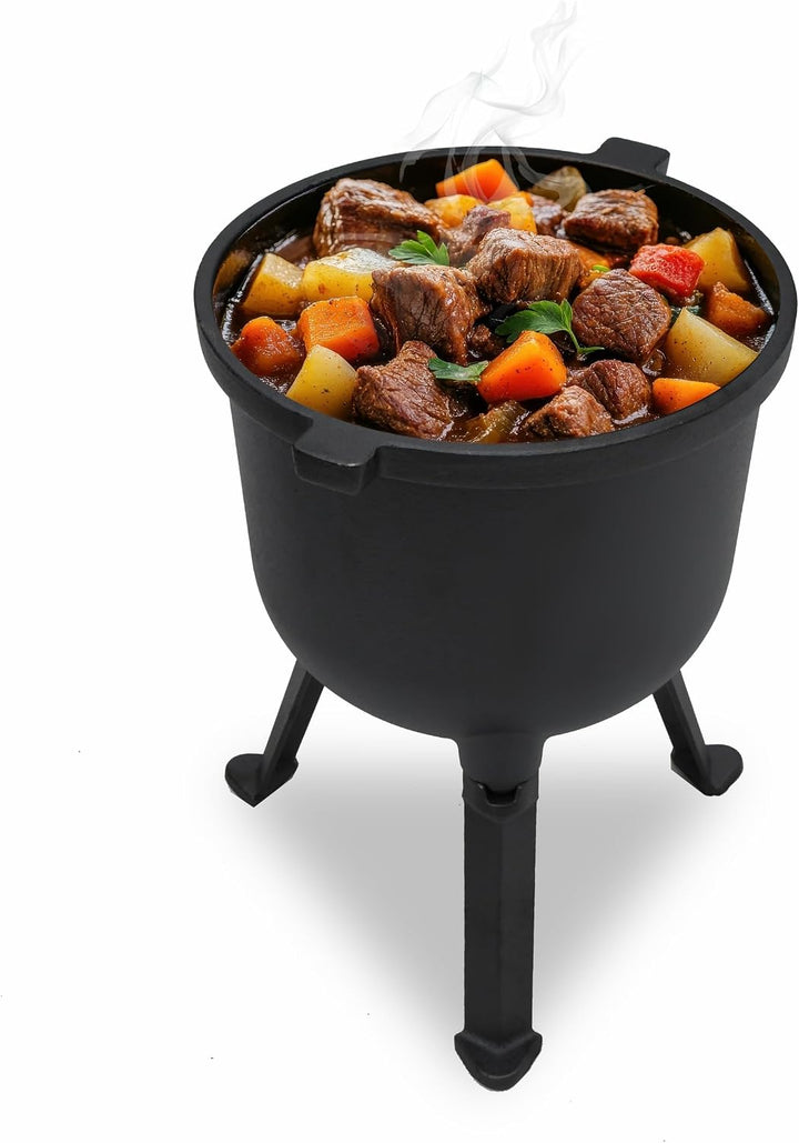 Gusseiserner Kochtopf, Jagd-Topf, Bräter für Lagerfeuer und Grill 8L 10L (10L), 10L